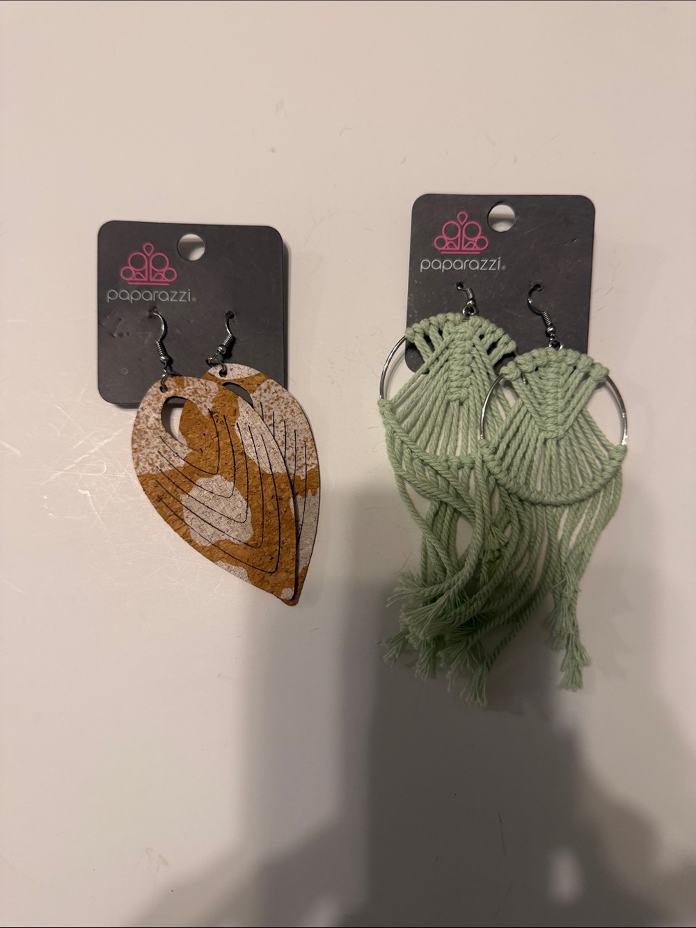 paparazzi Sage Macramé Hoop Fringe Earrings